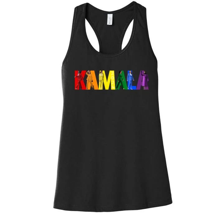 Kamala 2024 Lgbtq Rainbow Pride Flag Women's Racerback Tank