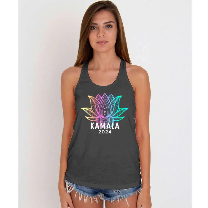 Kamala 2024 Lotus Flower Presidential Campaign Design Women's Knotted Racerback Tank