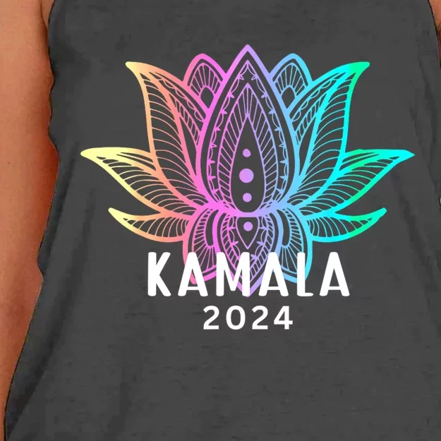 Kamala 2024 Lotus Flower Presidential Campaign Design Women's Knotted Racerback Tank