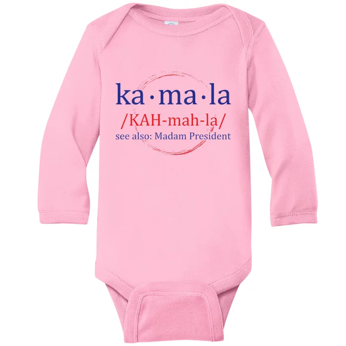 Kamala 2024 Lets Finish The Job Vp Kamala Harris President Baby Long Sleeve Bodysuit