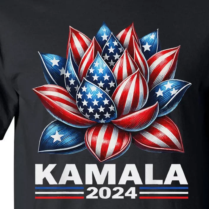 Kamala 2024 Lotus Kamala Harris Usa President Election 2024 Tall T-Shirt