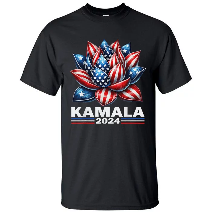 Kamala 2024 Lotus Kamala Harris Usa President Election 2024 Tall T-Shirt