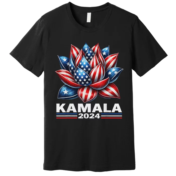 Kamala 2024 Lotus Kamala Harris Usa President Election 2024 Premium T-Shirt