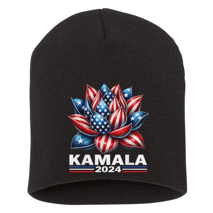 Kamala 2024 Lotus Kamala Harris Usa President Election 2024 Short Acrylic Beanie