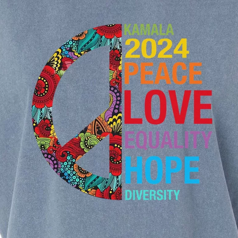 Kamala 2024 Peace Love Equality Hope Diversity Garment-Dyed Women's Muscle Tee