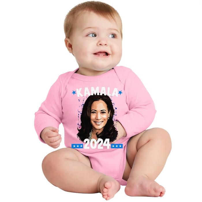 Kamala 2024 President Election Vote Blue Biden Baby Long Sleeve Bodysuit