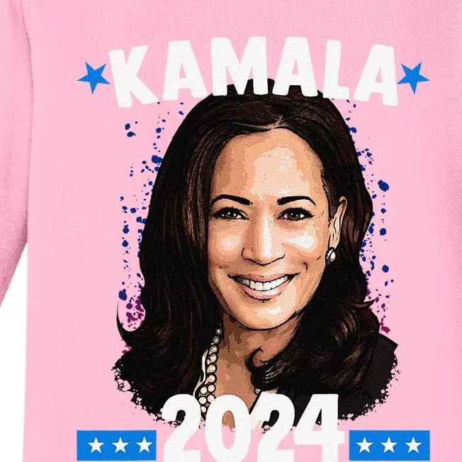 Kamala 2024 President Election Vote Blue Biden Baby Long Sleeve Bodysuit