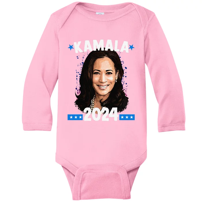 Kamala 2024 President Election Vote Blue Biden Baby Long Sleeve Bodysuit