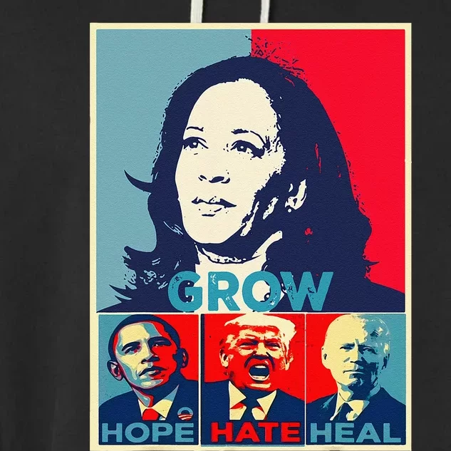 Kamalaharris 2024 President Campaign Hope Hate Heal Grow Garment-Dyed Fleece Hoodie