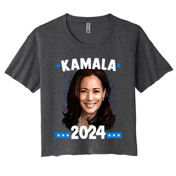 Kamala 2024 President Election Vote Blue Biden Women's Crop Top Tee