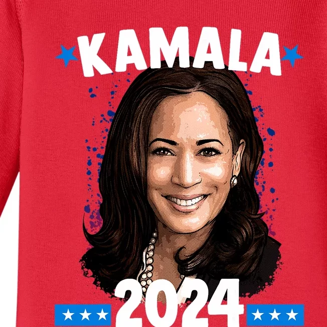 Kamala 2024 President Election Vote Blue Biden Baby Long Sleeve Bodysuit