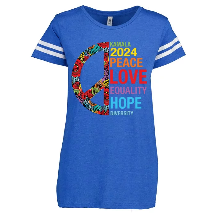 Kamala 2024 Peace Love Equality Hope Diversity Enza Ladies Jersey Football T-Shirt