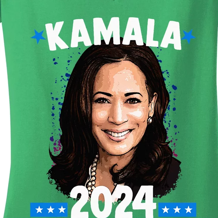 Kamala 2024 President Election Vote Blue Biden Women's V-Neck T-Shirt