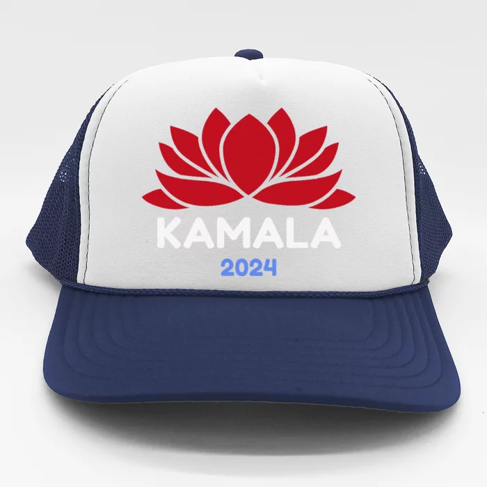 Kamala 2024 Presidential Election Sanskrit Lotus Design Trucker Hat