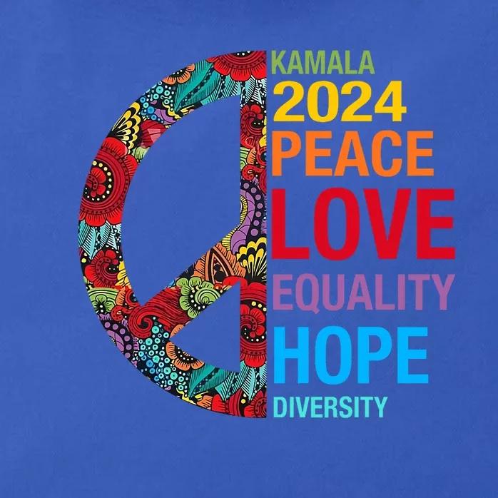 Kamala 2024 Peace Love Equality Hope Diversity Zip Tote Bag