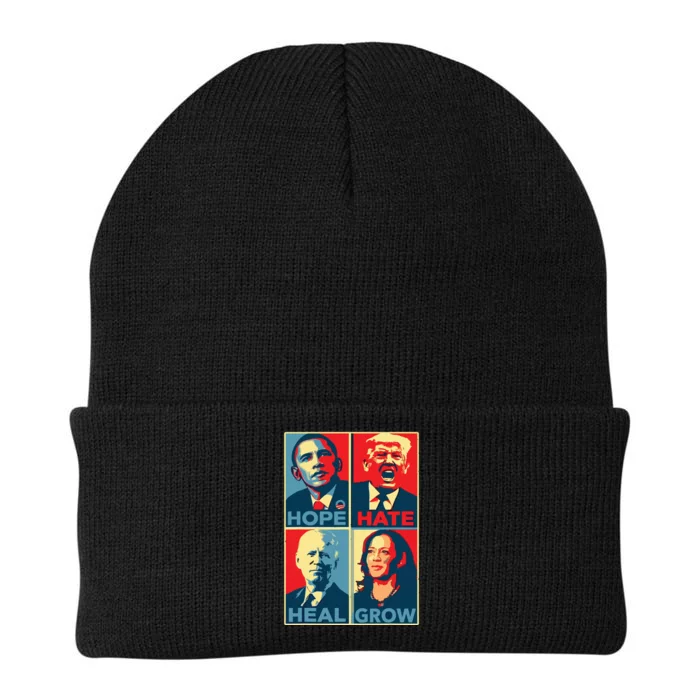 Kamalaharris 2024 President Campaign Hope Hate Heal Grow Knit Cap Winter Beanie