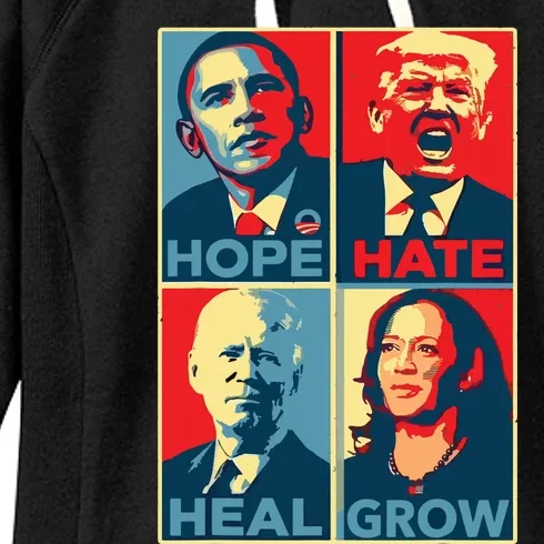 Kamalaharris 2024 President Campaign Hope Hate Heal Grow Women's Fleece Hoodie