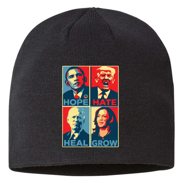 Kamalaharris 2024 President Campaign Hope Hate Heal Grow 8 1/2in Sustainable Knit Beanie