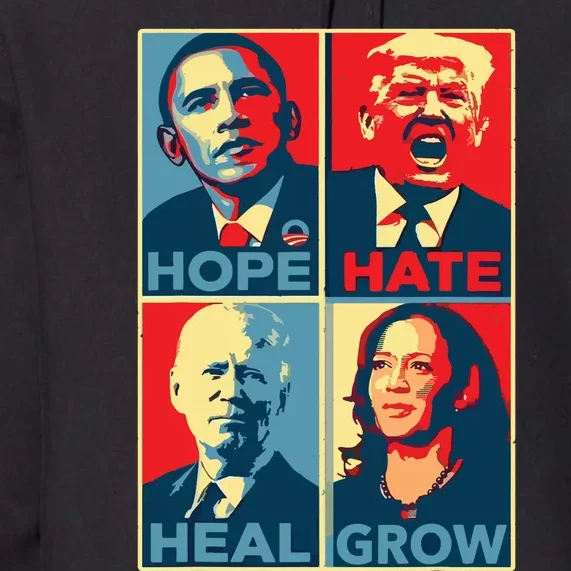 Kamalaharris 2024 President Campaign Hope Hate Heal Grow Premium Hoodie