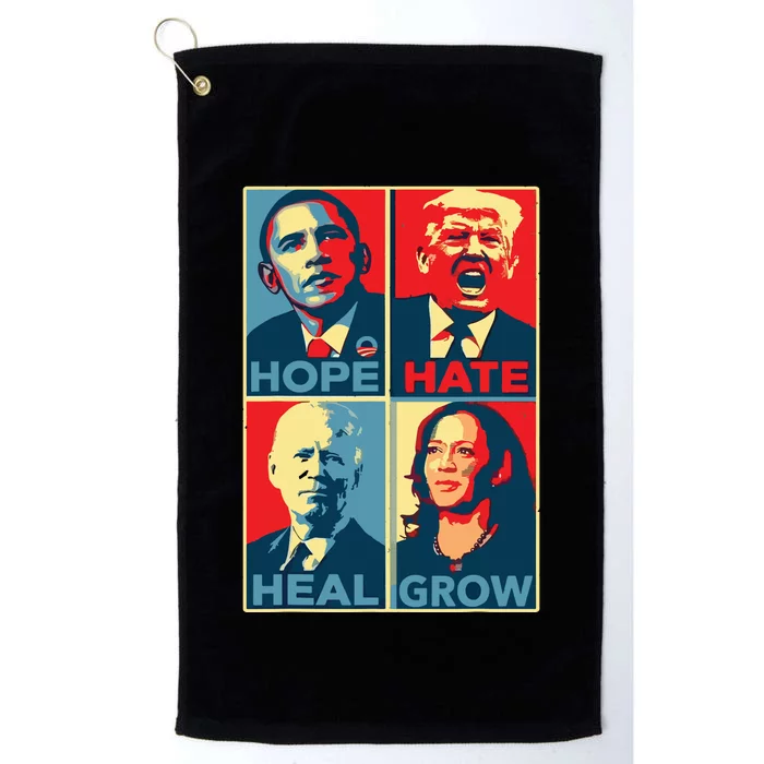 Kamalaharris 2024 President Campaign Hope Hate Heal Grow Platinum Collection Golf Towel