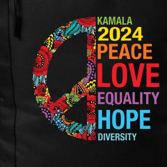 Kamala 2024 Peace Love Equality Hope Diversity Daily Commute Backpack