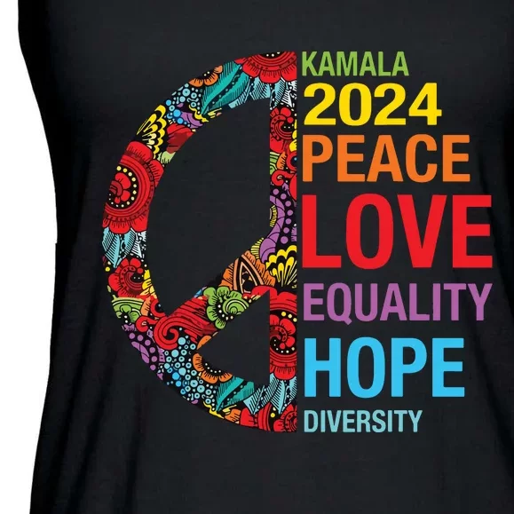 Kamala 2024 Peace Love Equality Hope Diversity Ladies Essential Flowy Tank