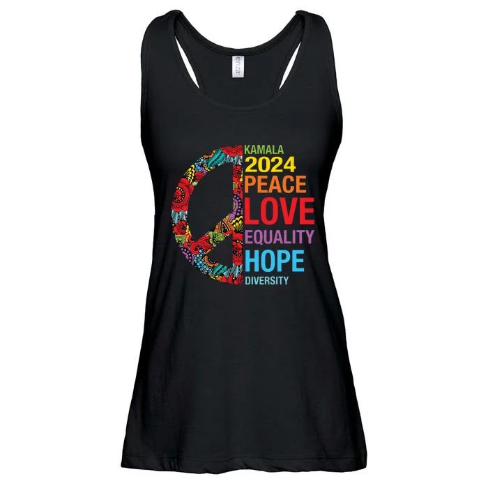 Kamala 2024 Peace Love Equality Hope Diversity Ladies Essential Flowy Tank