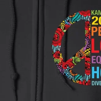 Kamala 2024 Peace Love Equality Hope Diversity Full Zip Hoodie