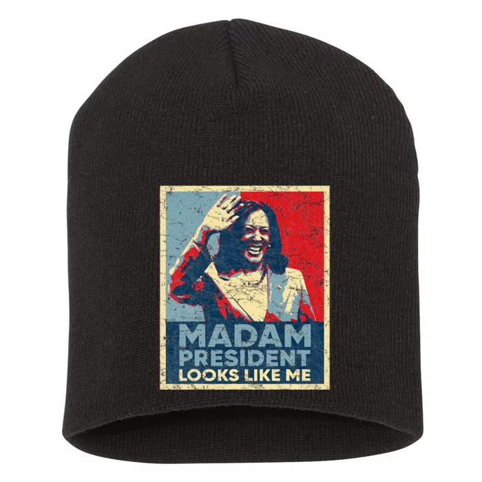 Kamala 2024 Poster Madam President Looks Like Me Short Acrylic Beanie