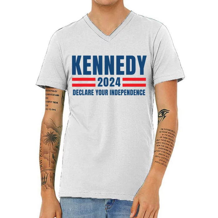 Kennedy 24 Us President Election 2024 Vintage American Flag V-Neck T-Shirt