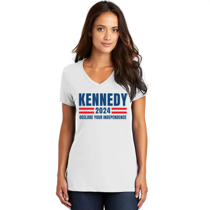 Kennedy 24 Us President Election 2024 Vintage American Flag Women's V-Neck T-Shirt