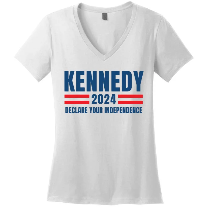 Kennedy 24 Us President Election 2024 Vintage American Flag Women's V-Neck T-Shirt