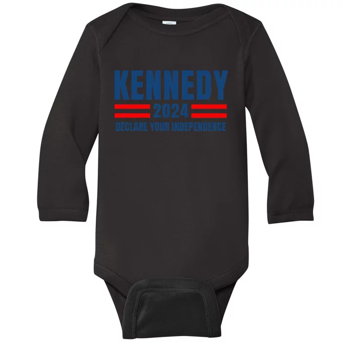 Kennedy 24 Us President Election 2024 Vintage American Flag Baby Long Sleeve Bodysuit