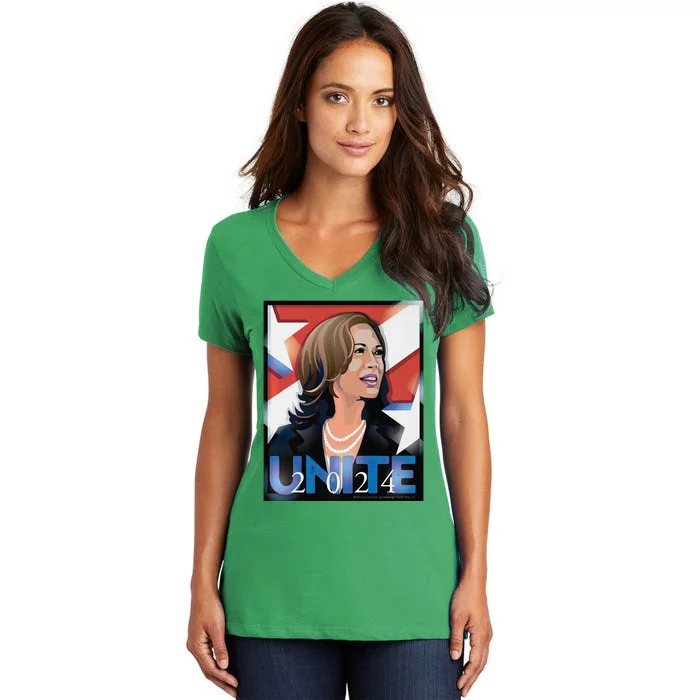 Kamala 2024 Unite Poster Art Premium Women's V-Neck T-Shirt