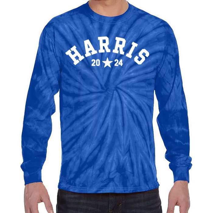 Kamala 2024 Vintage Curved Baseball Font Kamala Harris 2024 Gift Tie-Dye Long Sleeve Shirt