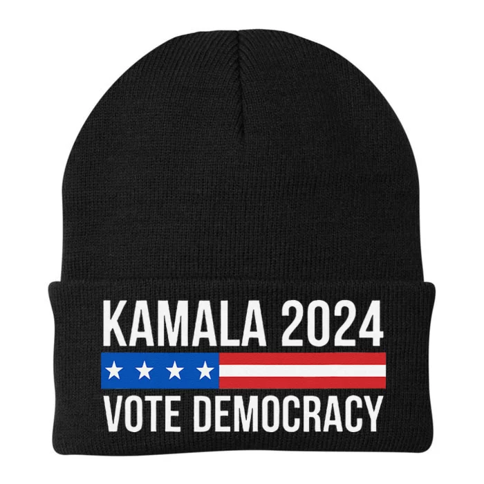 Kamala 2024 Vote Democracy Gift Knit Cap Winter Beanie