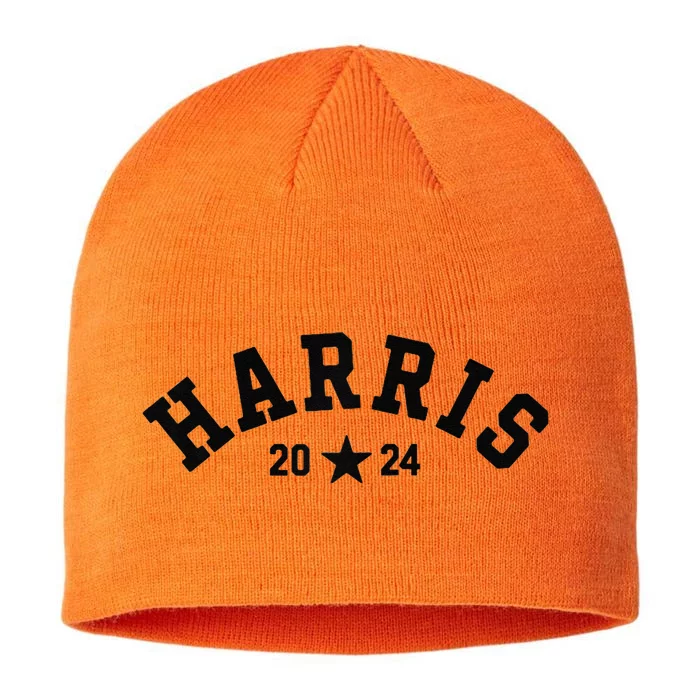 Kamala 2024 Vintage Curved Baseball Font Kamala Harris 2024 Raglan 8 1/2in Sustainable Knit Beanie