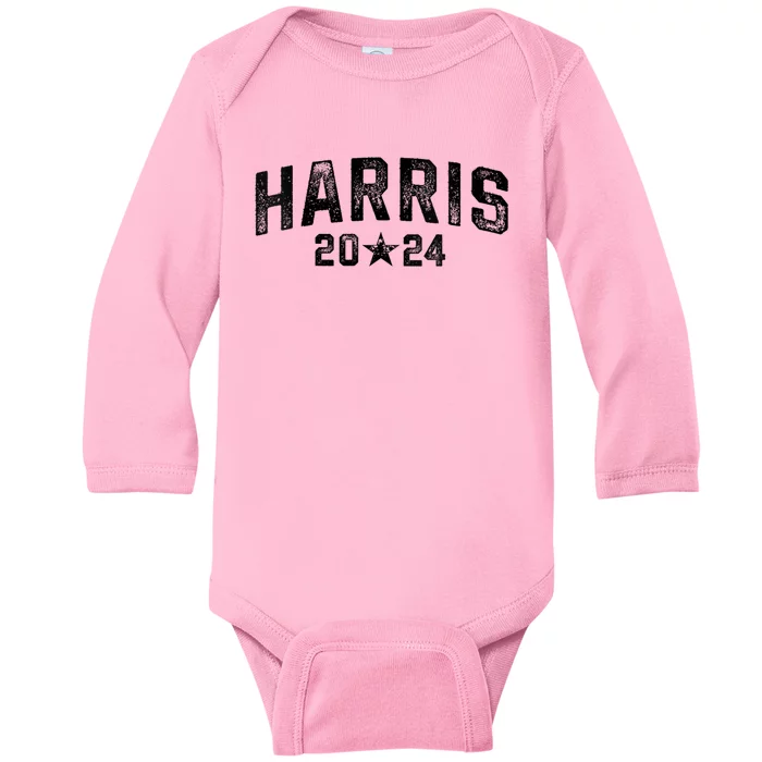 Kamala 2024 Vintage Arched Font Grunge Kamala Harris 2024 Baby Long Sleeve Bodysuit