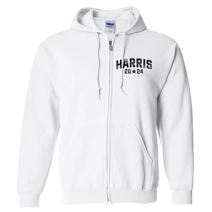 Kamala 2024 Vintage Arched Font Grunge Kamala Harris 2024 Full Zip Hoodie