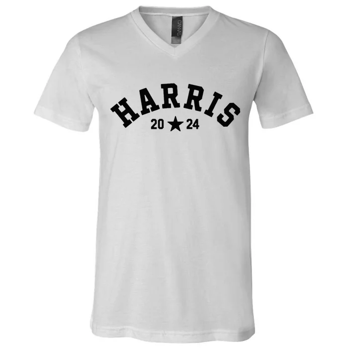 Kamala 2024 Vintage Curved Baseball Font Kamala Harris 2024 V-Neck T-Shirt