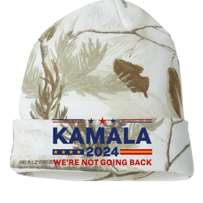 Kamala 2024 WeRe Not Going Back Slogan Vintage Distressed Kati - 12in Camo Beanie