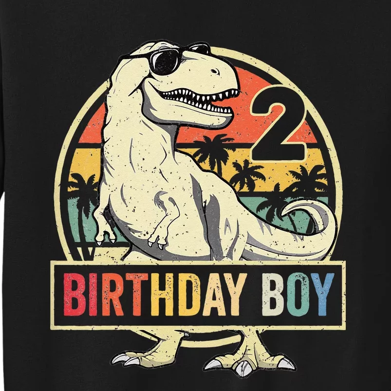 Kids 2 Year Old 2nd Birthday Boy T Rex Dinosaur Tall Sweatshirt