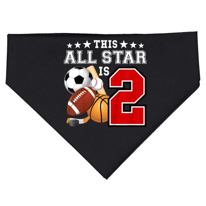 Kids 2 Year Old Sports Star Birthday Party All Sport 2nd USA-Made Doggie Bandana