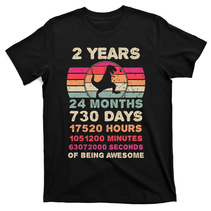 Kids 2 Year Old Dinosaur Second Birthday 2nd Birthday Boy Girl T-Shirt