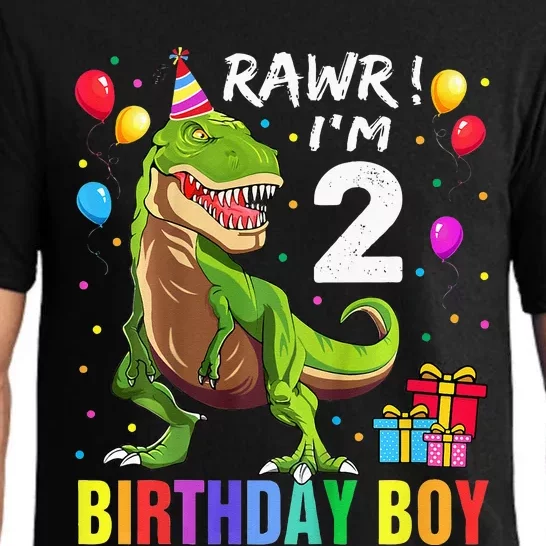 Kids 2 Year Old 2nd Birthday Boy T Rex Dinosaur Pajama Set