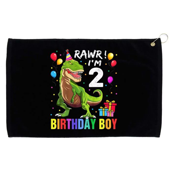 Kids 2 Year Old 2nd Birthday Boy T Rex Dinosaur Grommeted Golf Towel