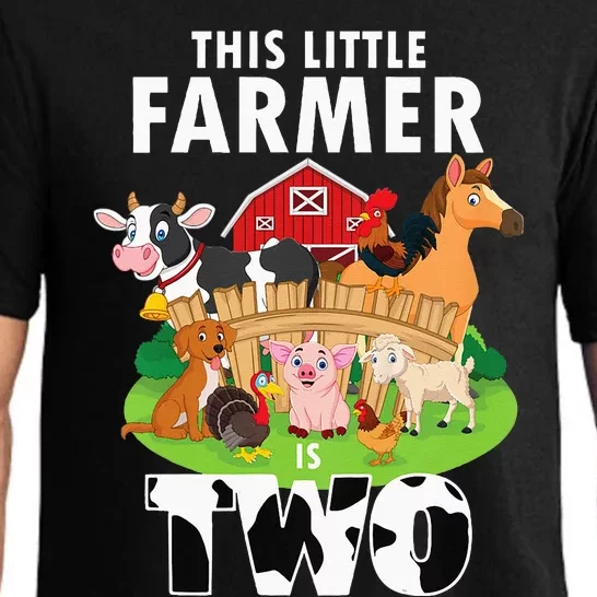 Kids 2 Years Old Boy Farmer 2nd Birthday Farm Animals Kids Pajama Set