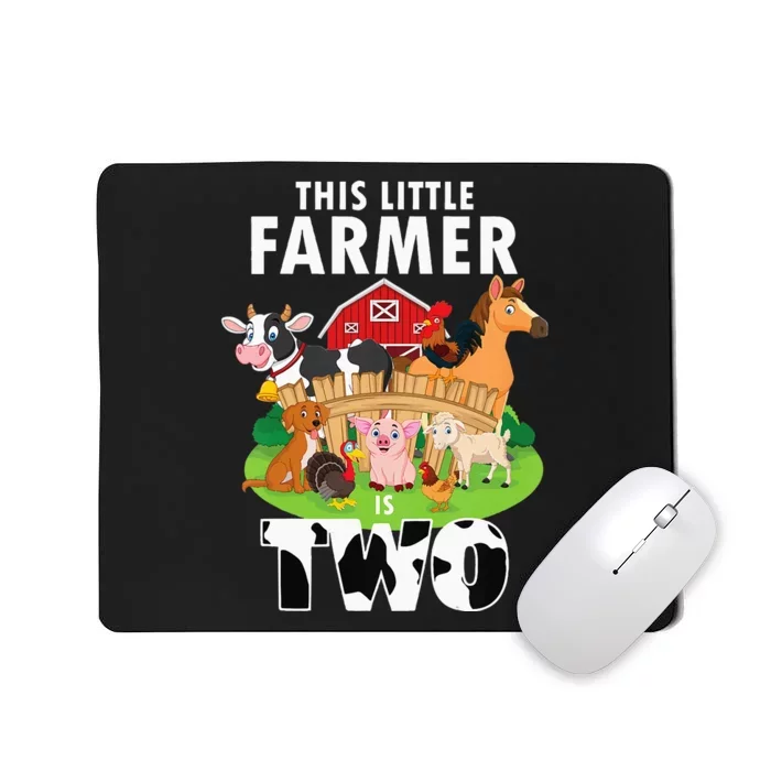 Kids 2 Years Old Boy Farmer 2nd Birthday Farm Animals Kids Mousepad