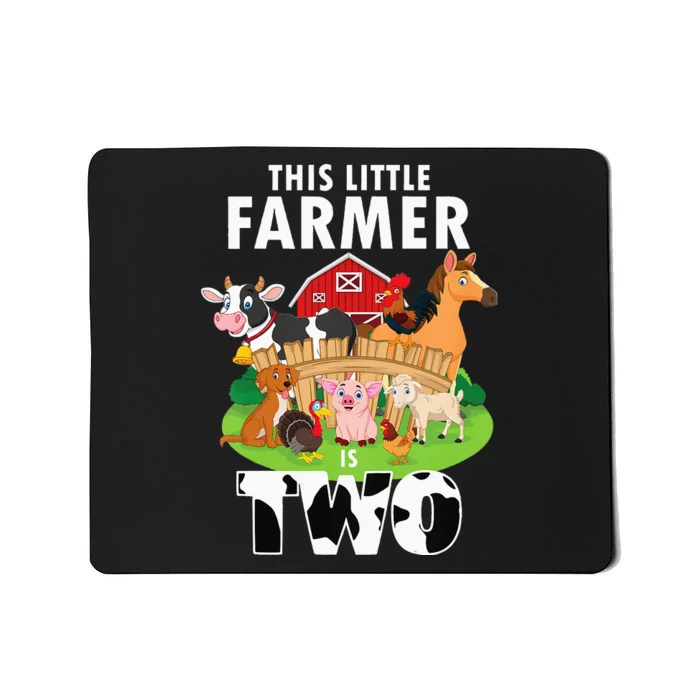 Kids 2 Years Old Boy Farmer 2nd Birthday Farm Animals Kids Mousepad