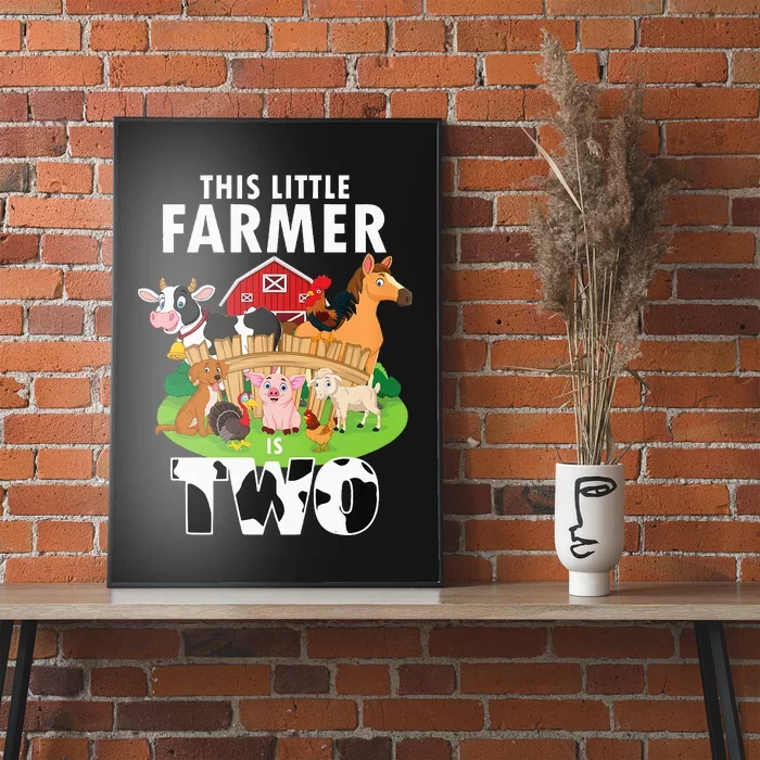 Kids 2 Years Old Boy Farmer 2nd Birthday Farm Animals Kids Poster